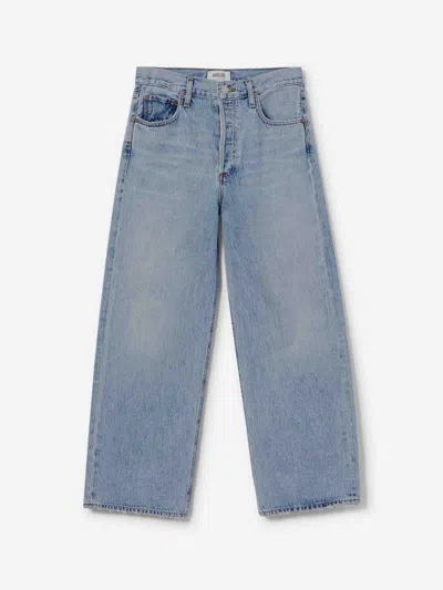 Agolde Wide-leg Jeans With Belt Loops And Five-pocket Style In Blue