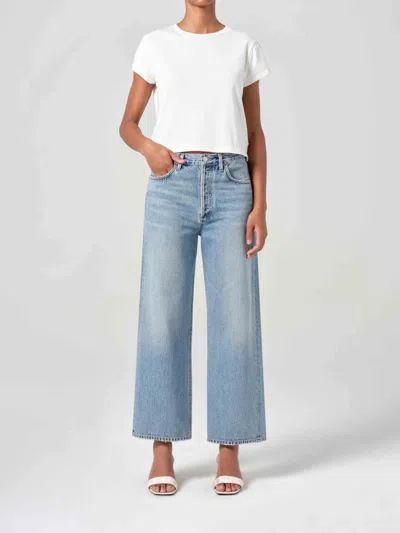 Agolde Wide-leg Jeans With Belt Loops And Five-pocket Style In Blue