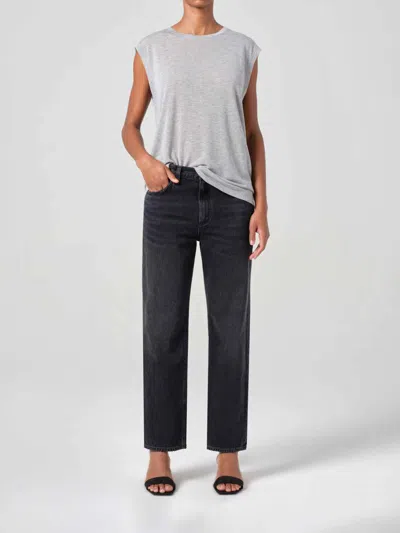 Agolde High-waisted Straight-leg Jeans With Vintage Wash Effect In Black