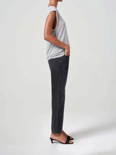 Agolde High-waisted Straight-leg Jeans With Vintage Wash Effect In Black