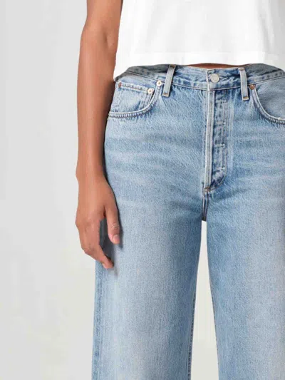 Agolde Wide-leg Jeans With Belt Loops And Five-pocket Style In Blue