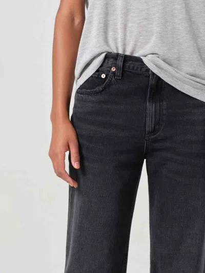 Agolde High-waisted Straight-leg Jeans With Vintage Wash Effect In Black