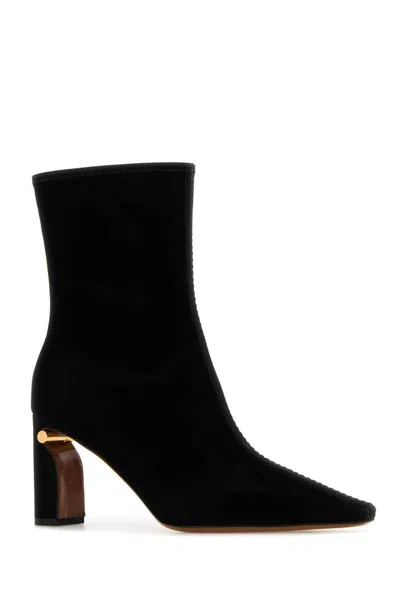 Alexander Mcqueen Ankle Boots Fabric Pointed Toe In Black