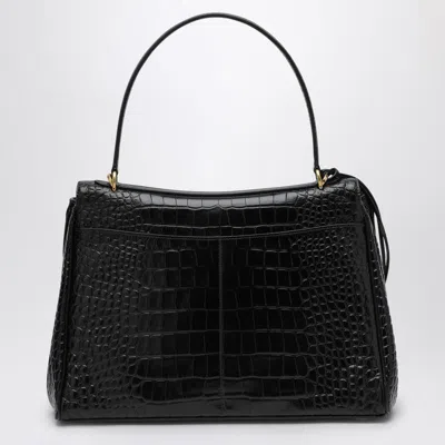 Balenciaga Cocco-print Calfskin Medium Rodeo Bag In Black