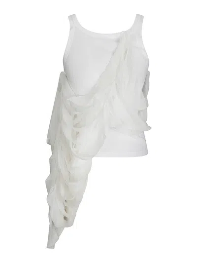 Maria Calderara Ribbed Sleeveless Cotton Top With Overlapping Inserts