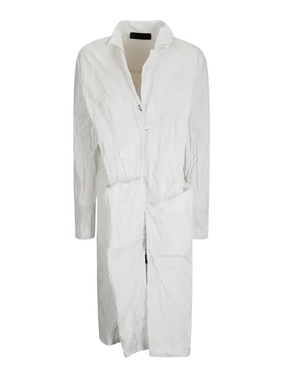Maria Calderara Long Wrinkled Effect Trench Coat In White