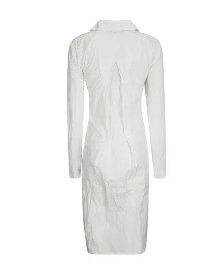 Maria Calderara Long Wrinkled Effect Trench Coat In White