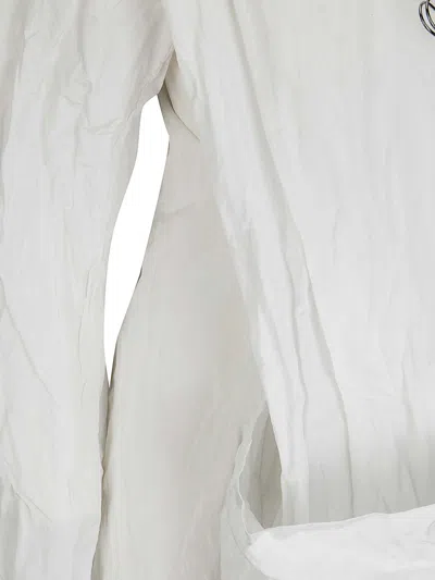 Maria Calderara Long Wrinkled Effect Trench Coat In White