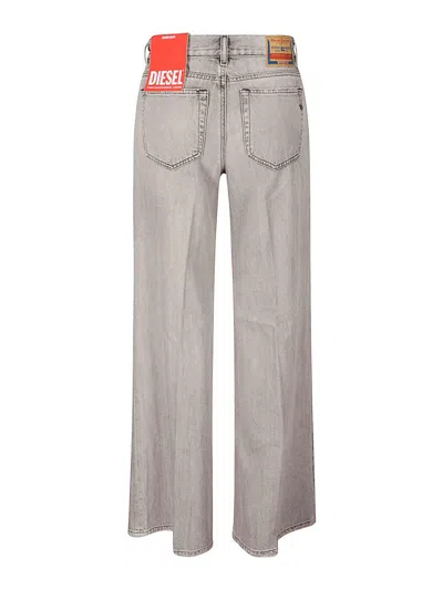 Diesel Wide-leg High-waist Denim Jeans With Five Pockets In Gray
