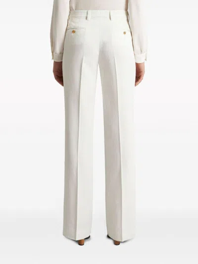 Etro Tailored White Trousers With Flared Hem