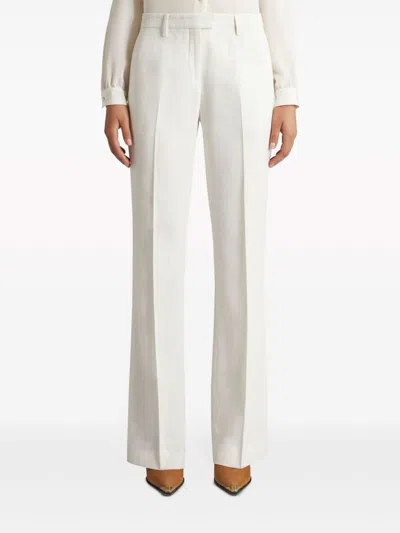Etro Tailored White Trousers With Flared Hem