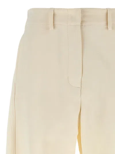 Magda Butrym Wide Leg Stretch Cotton Trousers With Asymmetric Stitching In Neutral