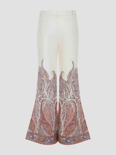 Zimmermann Rhiannon Multicolor Flared Pants With Drawstring Waist And Paisley Print In Cotton Woman In Pattern