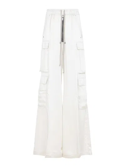 Rick Owens Dinge White Acetate Cargobelas Pants