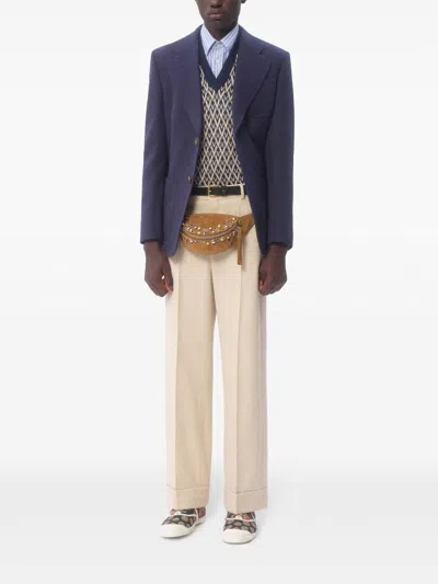 Valentino Tailored Wide-leg Pants With Pleated Front In Pink