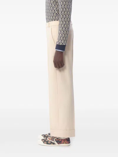 Valentino Tailored Wide-leg Pants With Pleated Front In Pink