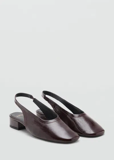 Mango Chaussures Cuir Talon Bloc Bordeaux - Femme - 41 -