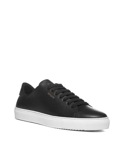 Axel Arigato 90 Clean Black Low Top Sneakers With Logo Lettering On The Side In Leather Man In Black