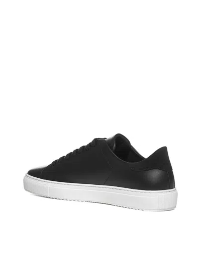 Axel Arigato 90 Clean Black Low Top Sneakers With Logo Lettering On The Side In Leather Man In Black