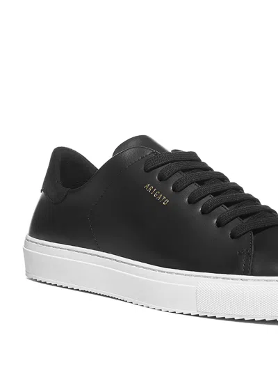 Axel Arigato 90 Clean Black Low Top Sneakers With Logo Lettering On The Side In Leather Man In Black