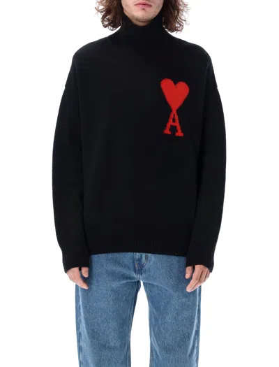 Ami Alexandre Mattiussi Ami Paris Funnel-neck Sweater With Heart Intarsia Design