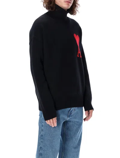 Ami Alexandre Mattiussi Ami Paris Funnel-neck Sweater With Heart Intarsia Design