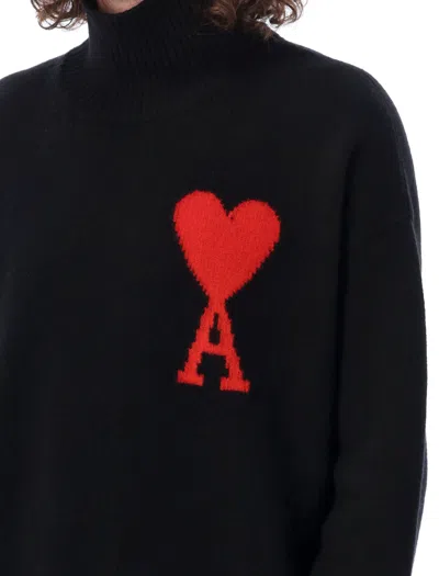 Ami Alexandre Mattiussi Ami Paris Funnel-neck Sweater With Heart Intarsia Design