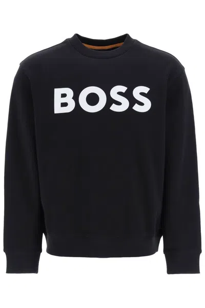 Hugo Boss Relaxed-fit Cotton-terry Sweatshirt With Rubber-print Logo