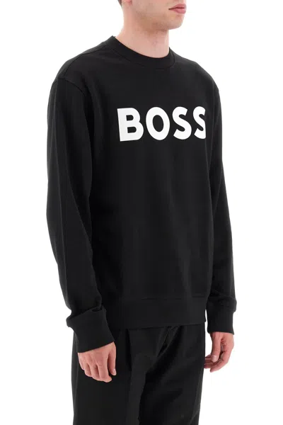 Hugo Boss Relaxed-fit Cotton-terry Sweatshirt With Rubber-print Logo