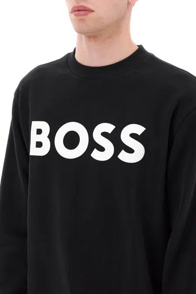 Hugo Boss Relaxed-fit Cotton-terry Sweatshirt With Rubber-print Logo