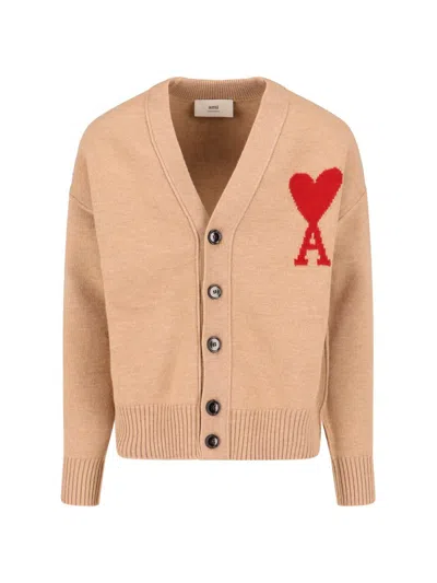 Ami Alexandre Mattiussi Ami Paris Sweaters In Brown