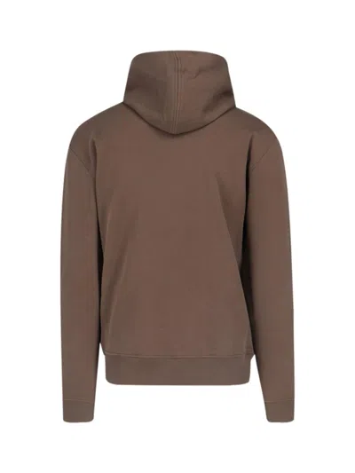Ami Alexandre Mattiussi Paris Logo Hoodie In Brown