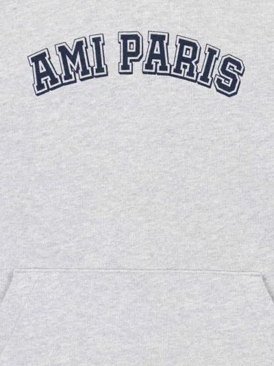 Ami Alexandre Mattiussi Paris Logo Hoodie In Gray