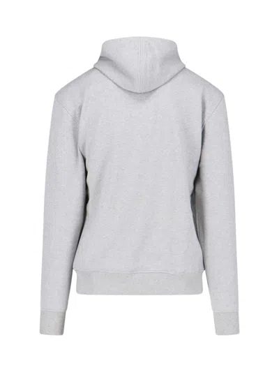 Ami Alexandre Mattiussi Paris Logo Hoodie In Gray