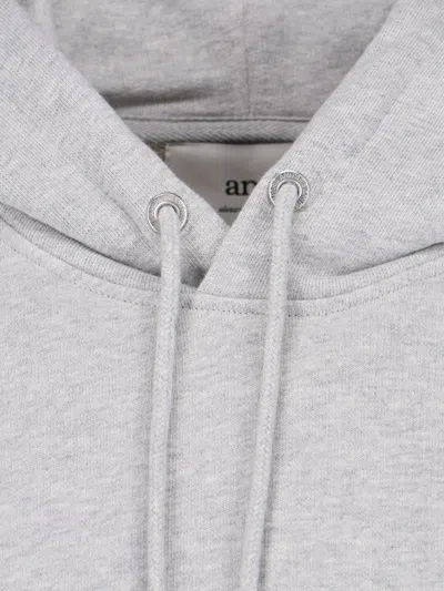 Ami Alexandre Mattiussi Paris Logo Hoodie In Gray