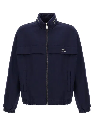 Ami Alexandre Mattiussi Elasticated Waist Zipped Windbreaker In Blue