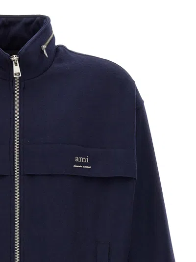 Ami Alexandre Mattiussi Elasticated Waist Zipped Windbreaker In Blue