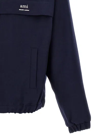Ami Alexandre Mattiussi Elasticated Waist Zipped Windbreaker In Blue