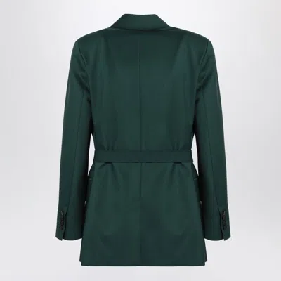 Max Mara Women's Green Wool Canvas Jacket With Belt