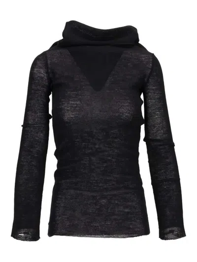 Ann Demeulemeester Tizziana Drop Shoulder Long Sleeve Knitted Top In Black