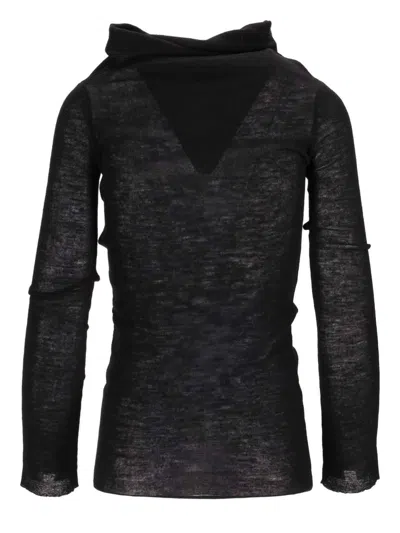 Ann Demeulemeester Tizziana Drop Shoulder Long Sleeve Knitted Top In Black