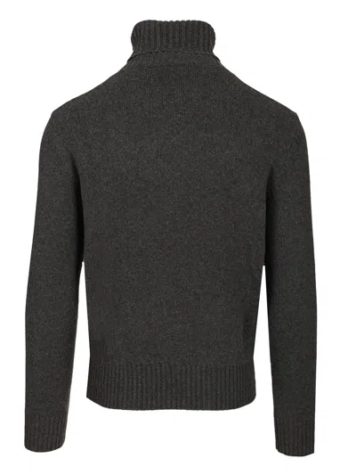 Ami Alexandre Mattiussi Ami Paris Charcoal Cashmere Blend Sweater In Gray