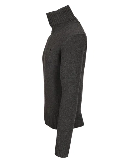 Ami Alexandre Mattiussi Ami Paris Charcoal Cashmere Blend Sweater In Gray