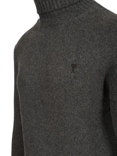 Ami Alexandre Mattiussi Ami Paris Charcoal Cashmere Blend Sweater In Gray