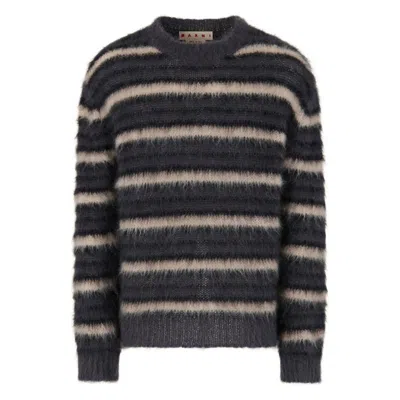 Marni Dark Grey Striped Mohair Jumper
