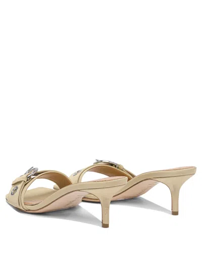 Aeyde Beige Ilvy Eyelet Grosgrain Mules