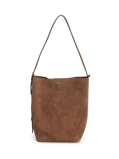 Max Mara Archetipo 1 S V3 Archetipo Bucket Bag In Suede Shoulder Bags Brown