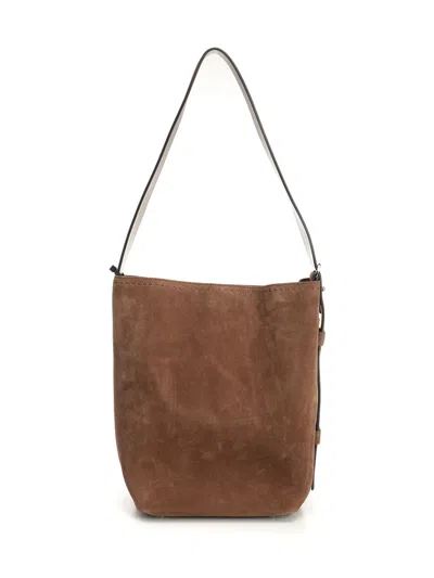 Max Mara Archetipo 1 S V3 Archetipo Bucket Bag In Suede Shoulder Bags Brown