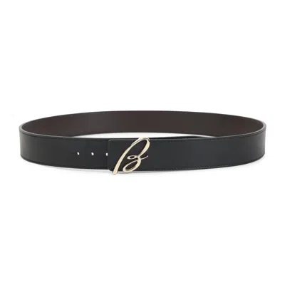 Brioni Adjustable Leather Reversible Belt In Black