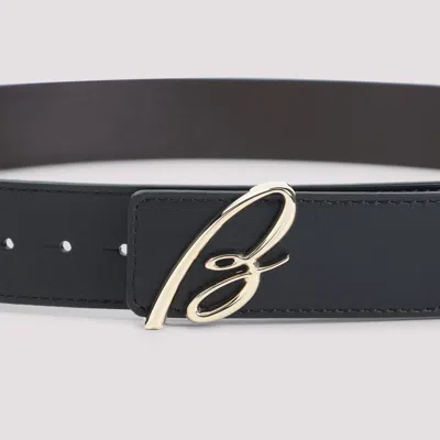 Brioni Adjustable Leather Reversible Belt In Black